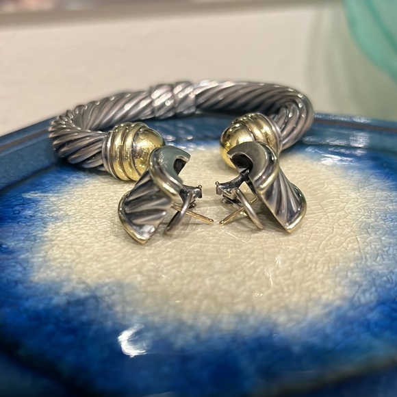 DAVID YURMAN bracelet and earrings. Silver and gold, beautiful. - Picture 5 of 8